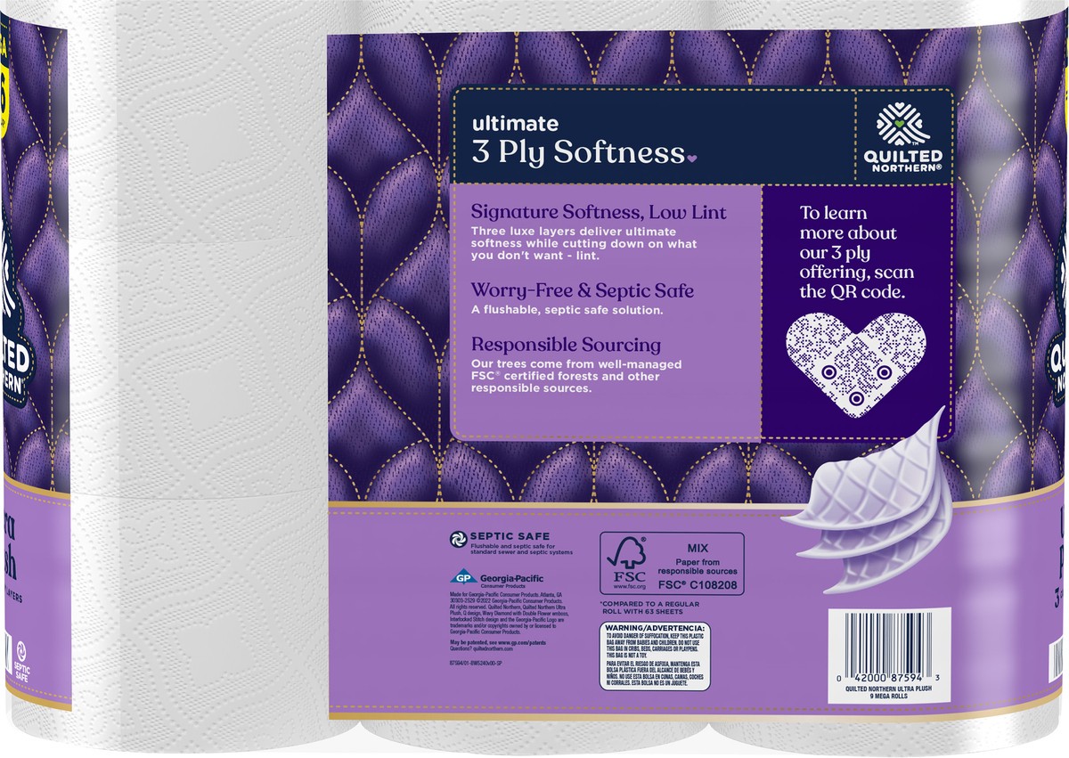 slide 4 of 5, Quilted Northern Ultra Plush Toilet Paper, 9 Mega Rolls, 9 ct