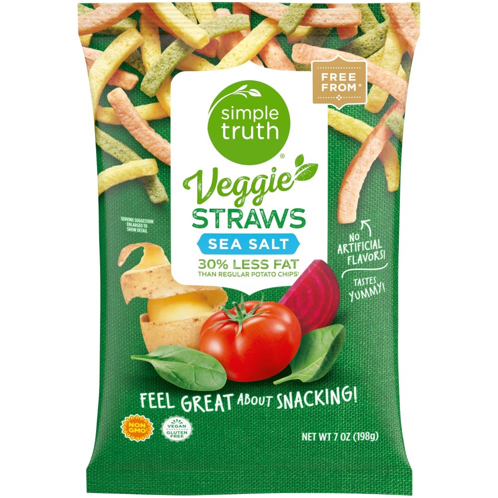 slide 1 of 1, Simple Truth Sea Salt Veggie Straws, 7 oz