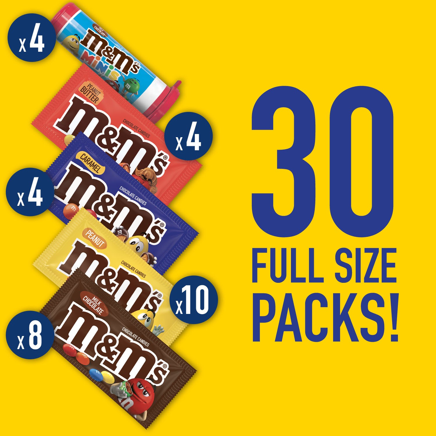 slide 6 of 8, M&M's Chocolate Candies, Variety Pack, 30 ct