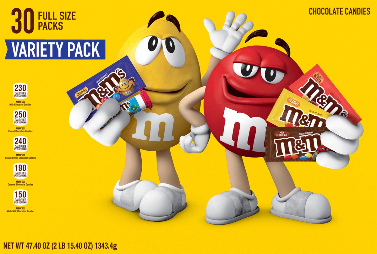 slide 1 of 8, M&M's Chocolate Candies, Variety Pack, 30 ct