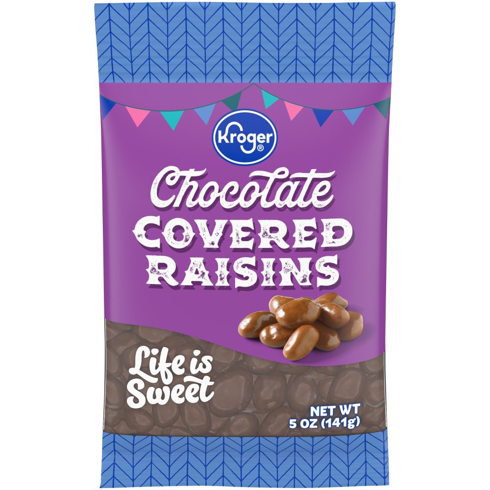 slide 3 of 3, Kroger Chocolate Covered Raisins, 5 oz