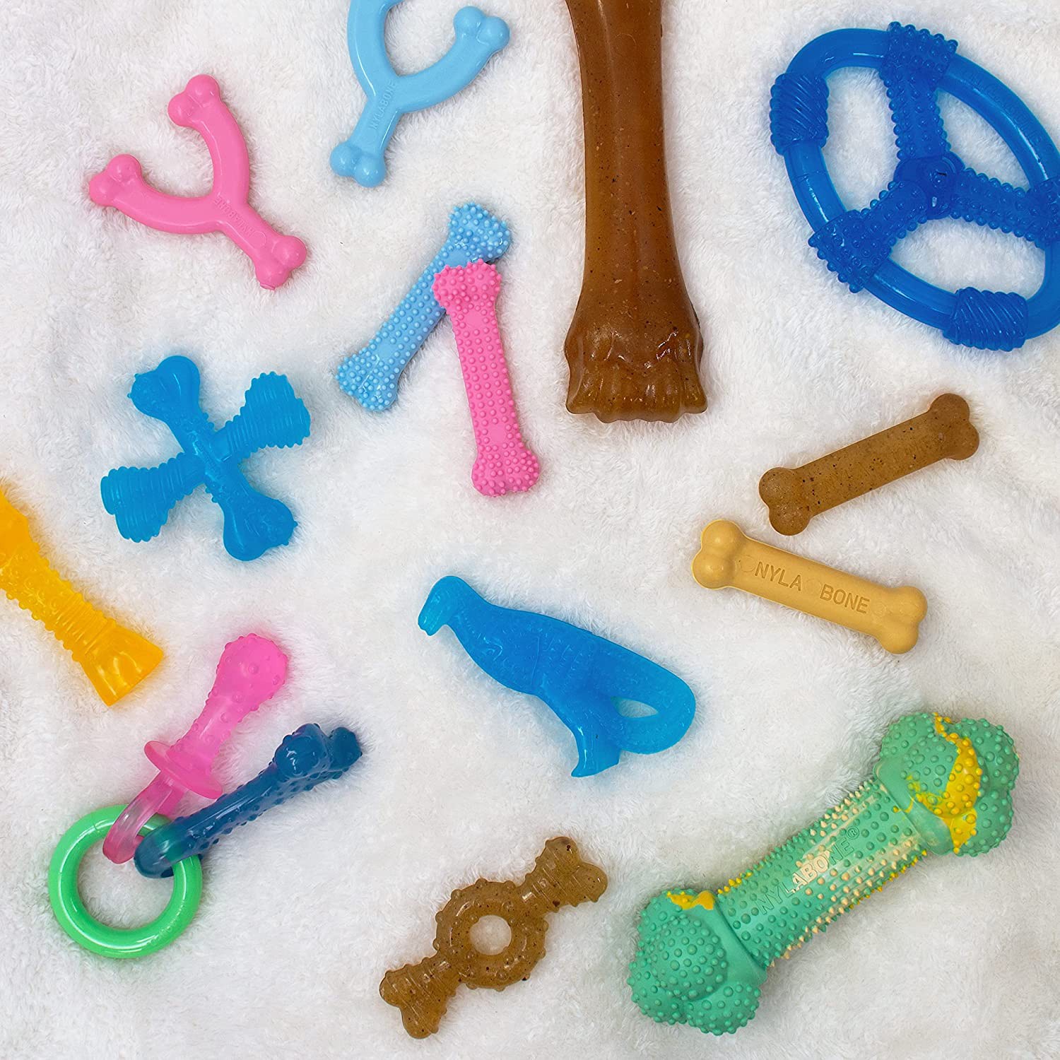 slide 4 of 9, Nylabone Just for Puppies Teething Chew Ring Bone Chicken Ring Bone Twin Pack Medium/Wolf - Up to 35 lbs.(2 Count), MED