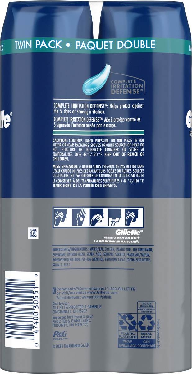 slide 2 of 3, Gillette Series Moisturizing Shave Gel for men with Cocoa Butter, Twin Pack (2-7oz Cans), 14oz, 2 ct