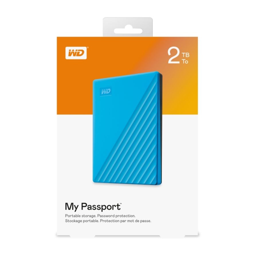 slide 4 of 4, Western Digital My Passport Portable External Hard Drive, 2Tb, Wdbyvg0020Bbl-Wesn, Blue, 1 ct