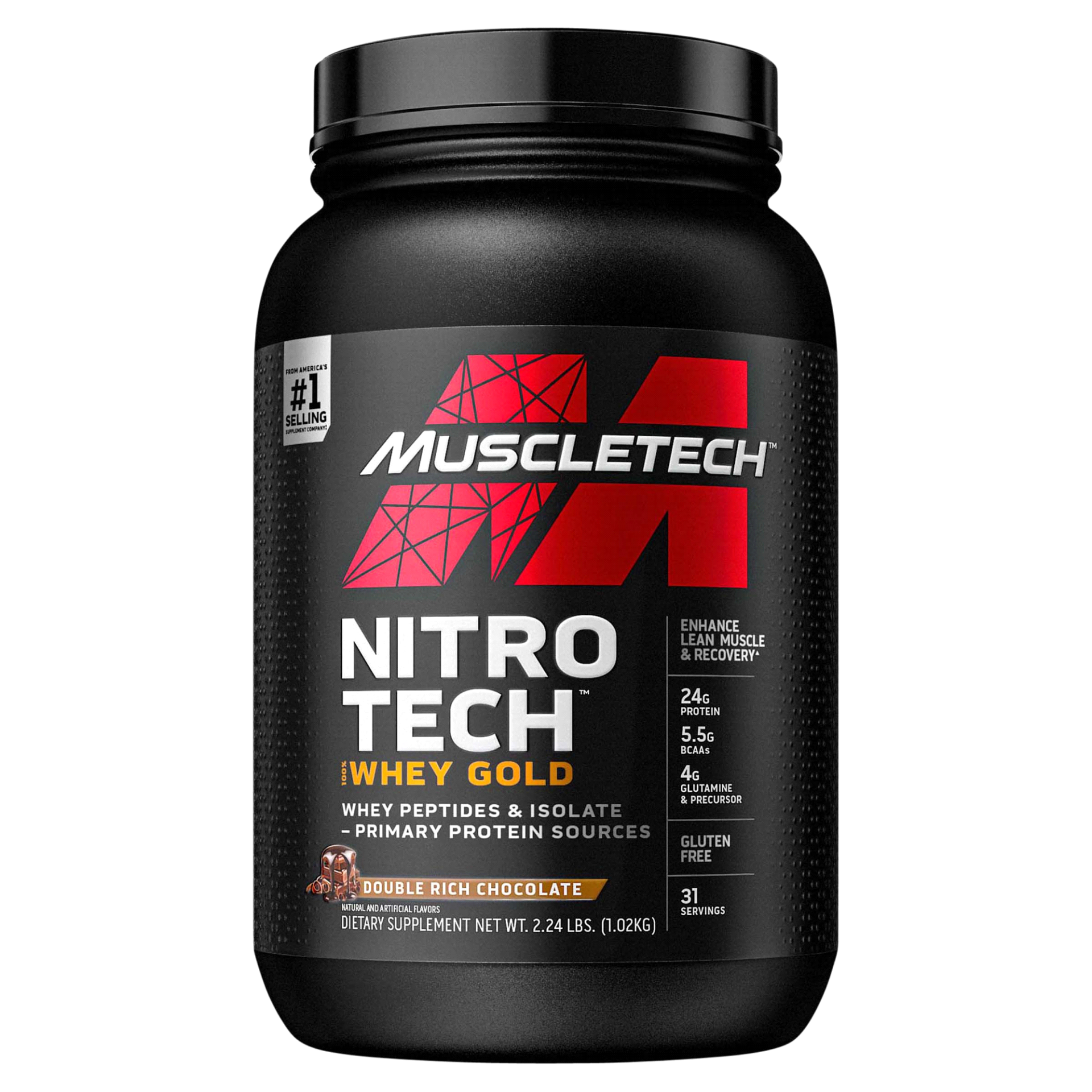 slide 1 of 1, MuscleTech NitroTech Whey Gold, Double Rich Chocolate, 2.2 lb