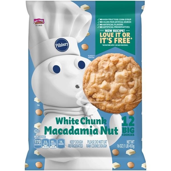 slide 1 of 1, Pillsbury Big Deluxe White Chunk Macadamia Nut Cookie Dough, 16 oz