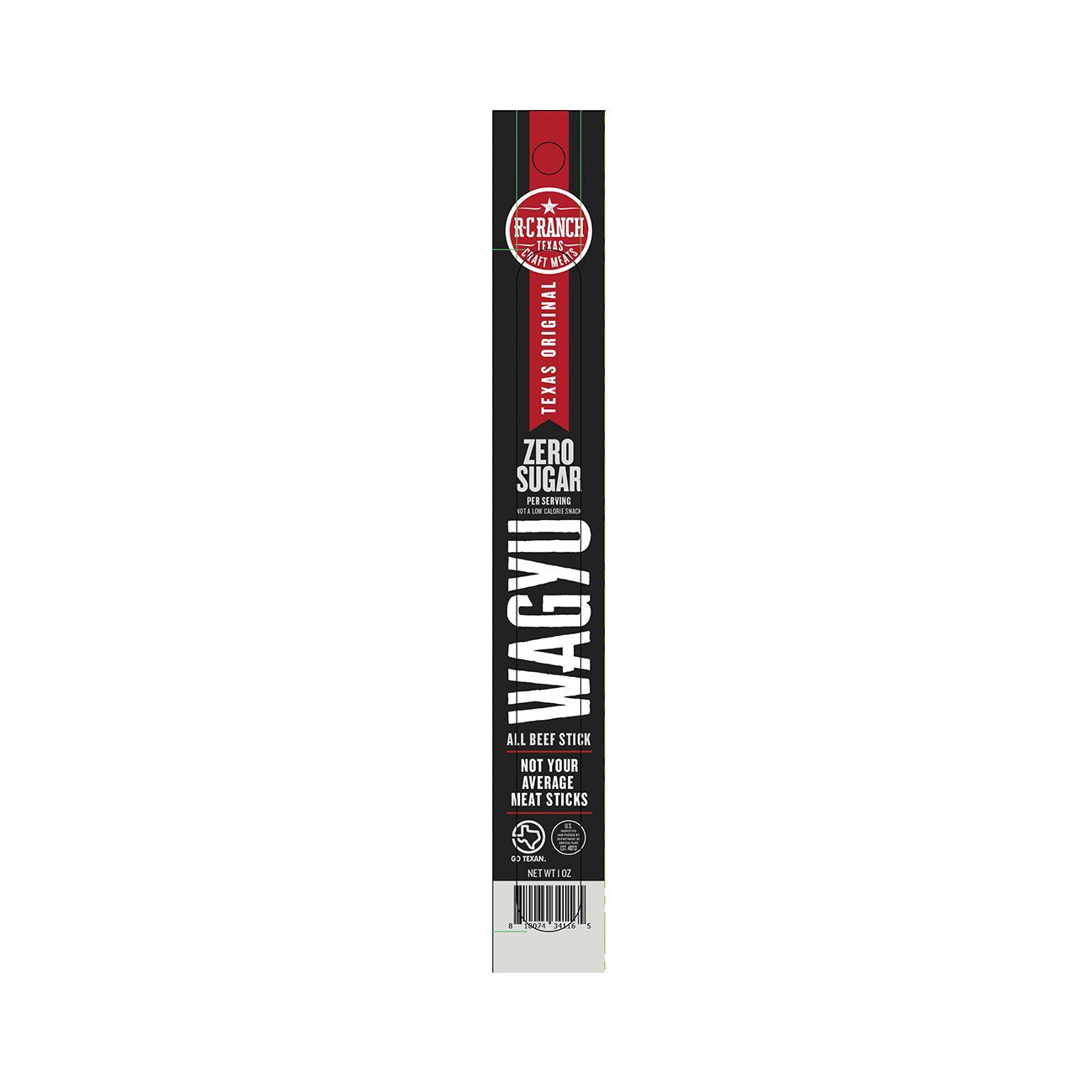 slide 1 of 1, R-C Ranch Zero Sugar Wagyu Beef Stick - Texas Original, 1 oz