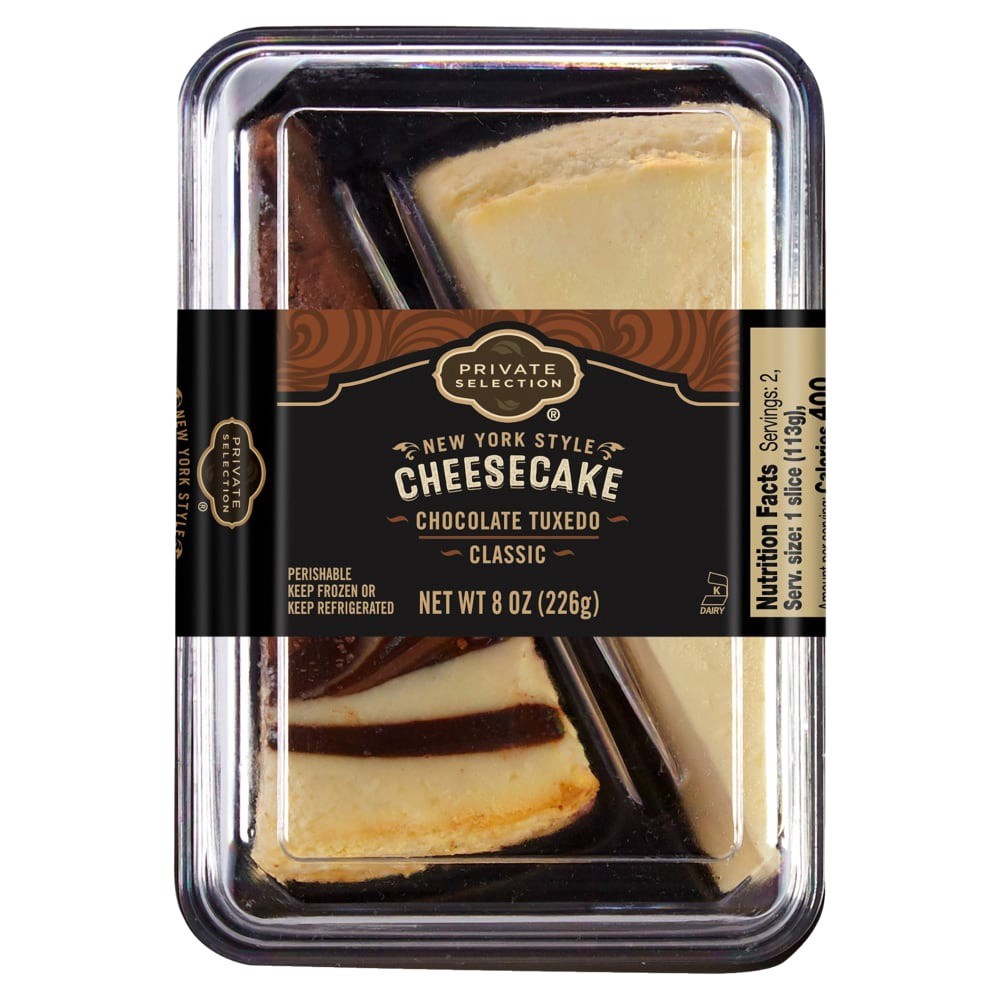 slide 1 of 4, Private Selection Tuxedo Cheesecake Slices, 8 oz