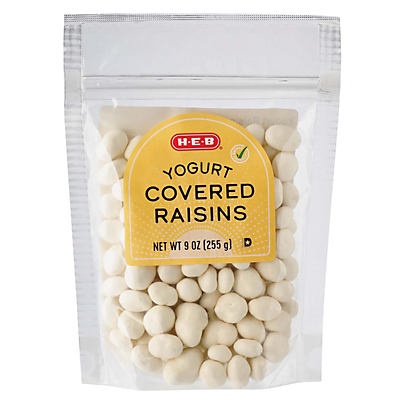 slide 1 of 1, H-E-B Yogurt Covered Raisins, 9 oz