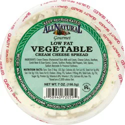 All Natural Foods Low Fat Vegetable Cream Cheese Spread