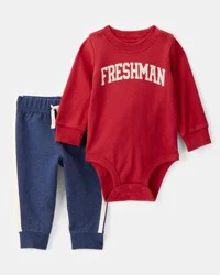 Carter's Baby 2-Piece Freshman Long-Sleeve Bodysuit & Pull-On Pant Set Red/Blue 3M