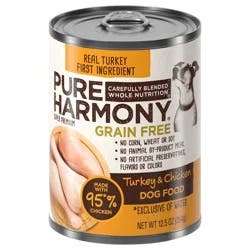 Pure Harmony Super Premium Grain Free Turkey & Chicken Dog Food 12.5 oz