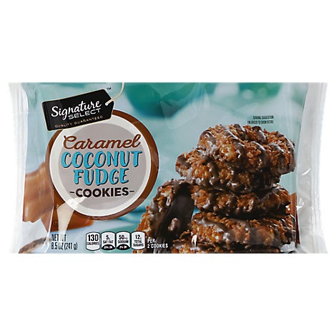 slide 1 of 1, Signature Select Cookies Fudge Caramel Coconut Stripes, 8.5 oz