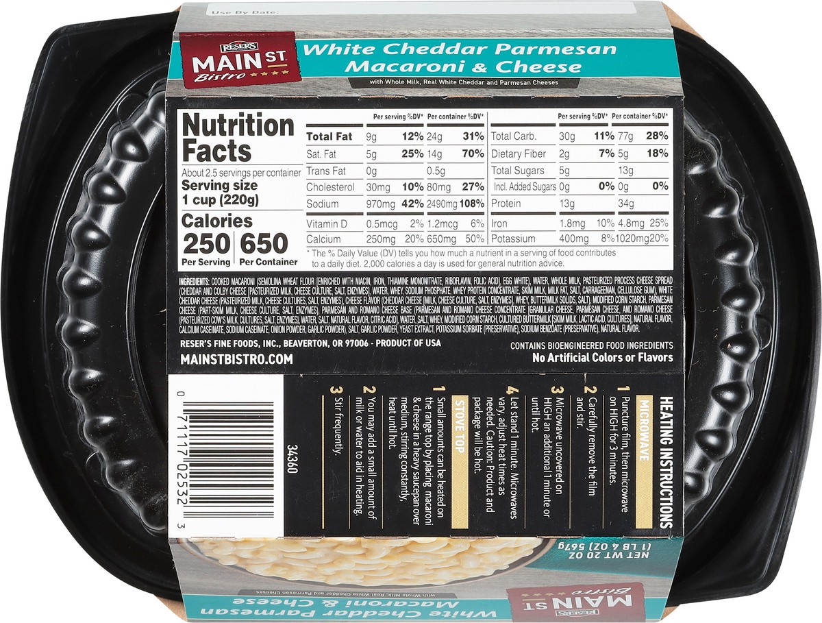 slide 8 of 13, Main St. Bistro White Cheddar Parmesan Macaroni & Cheese 20 oz, 20 oz