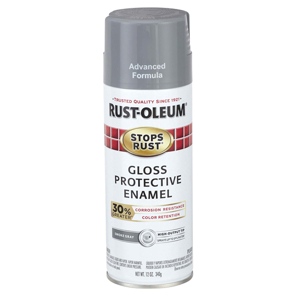 slide 1 of 1, Rust-Oleum Stops Rust Advanced Protective Enamel Spray Paint - 338924, Gloss Smoke Gray, 12 oz