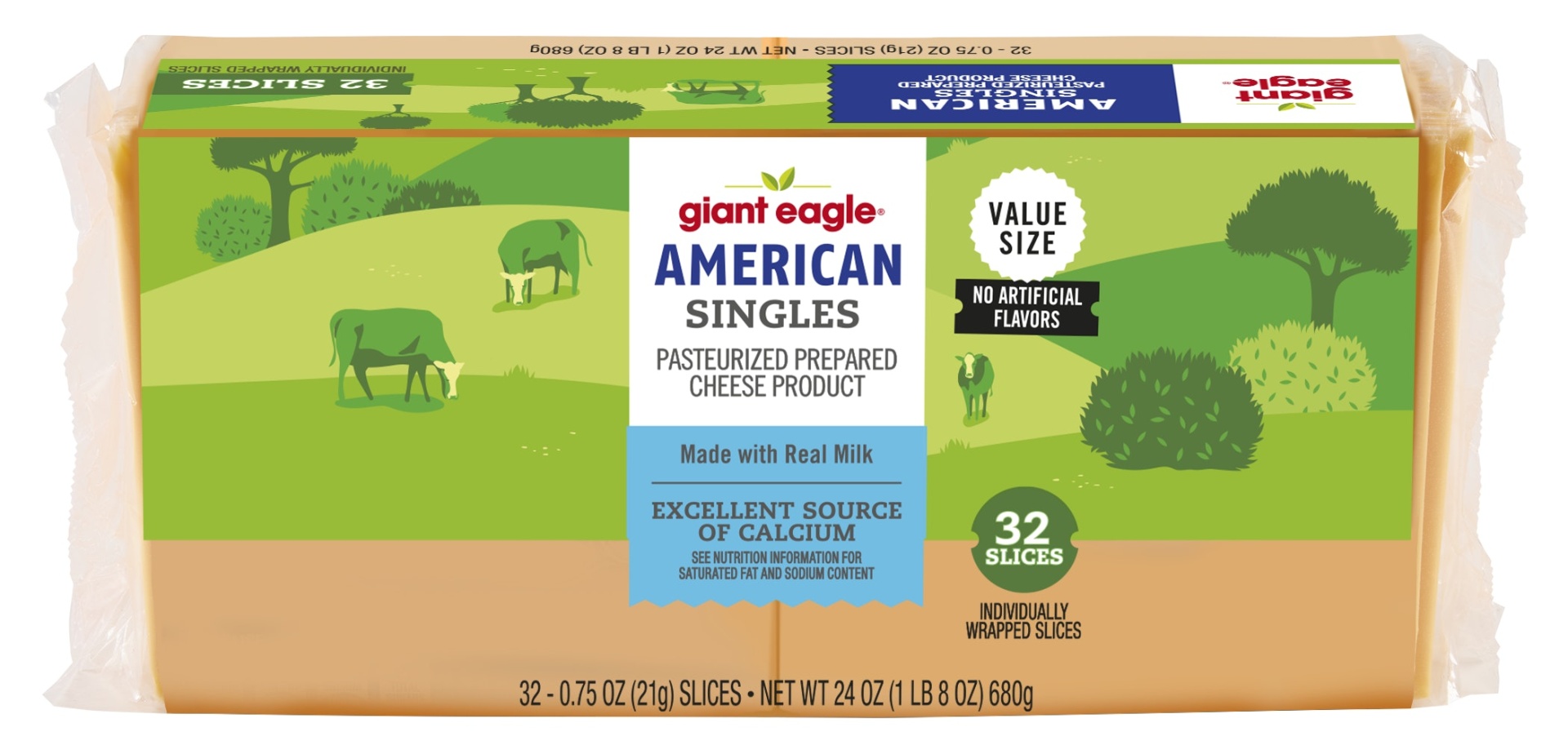 slide 1 of 1, Giant Eagle Iws Cheese American Singles, 24 oz
