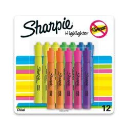 Sharpie 12pk Highlighters Smear Guard Chisel Tip Multicolored