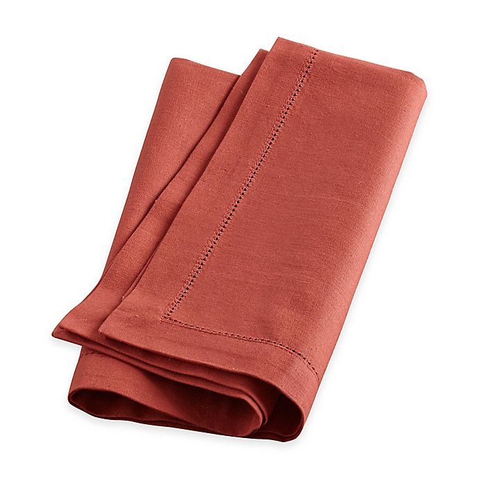 slide 1 of 2, Wamsutta Bordered Hemstitch Linen Napkins - Rust, 2 ct