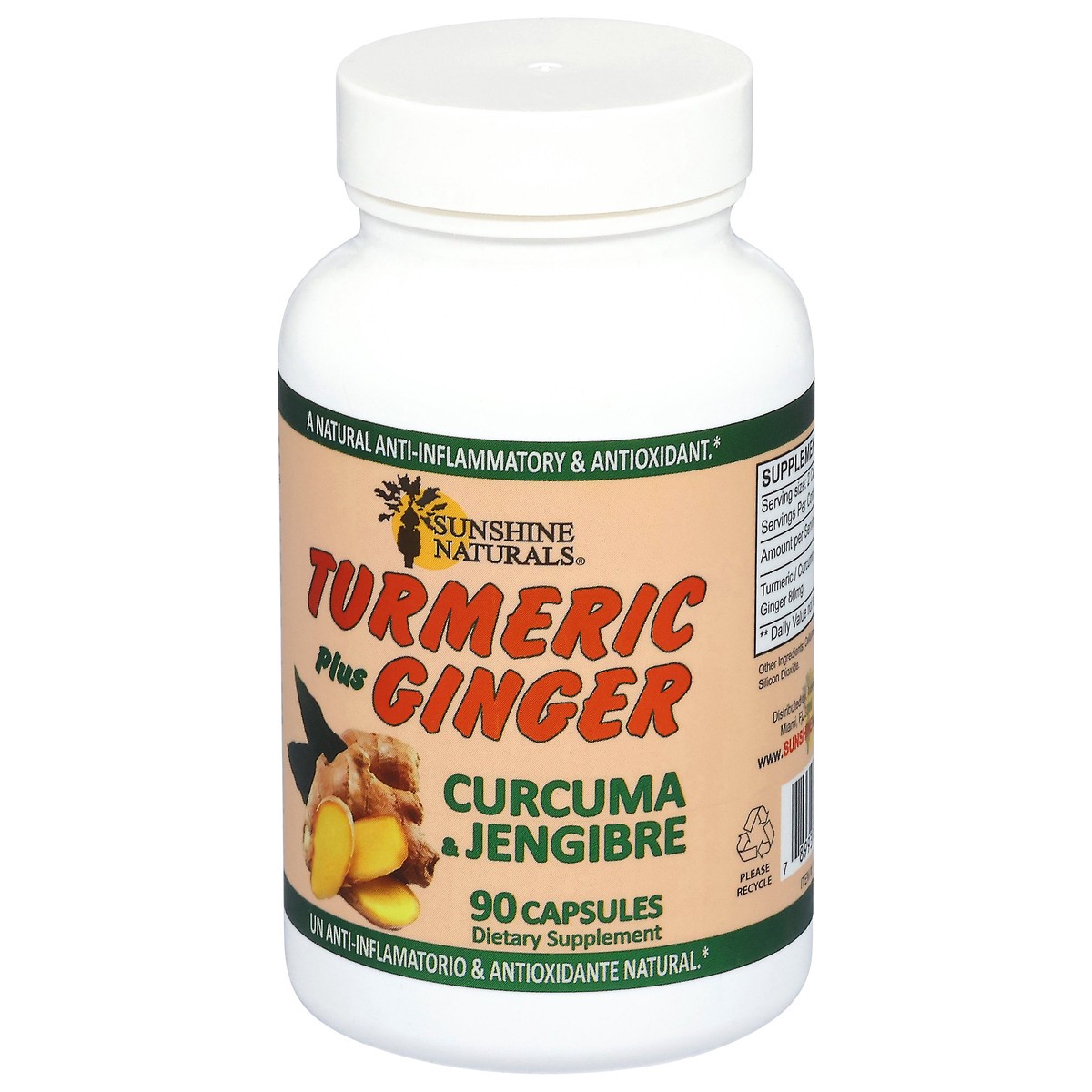 slide 10 of 15, Sunshine Naturals Turmeric Plus Ginger 90 Capsules, 1 ct