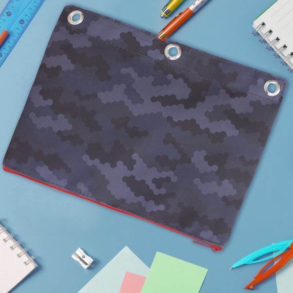 slide 2 of 2, Office Depot 3-Ring Pencil Pouch, 7"" X 9-13/20"", Gray/Black Camo, 1 ct