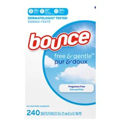 Bounce Free & Gentle Dryer Sheets, Unscented, 240 Count