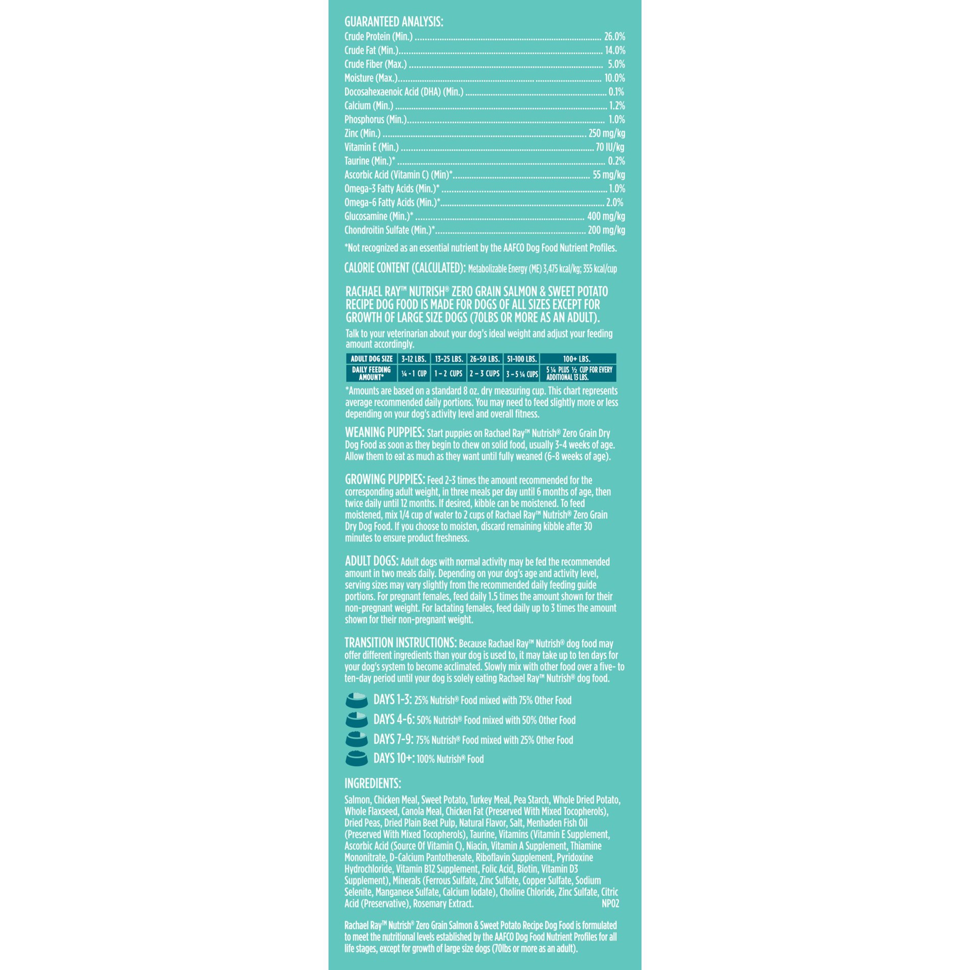 slide 2 of 8, Rachael Ray Nutrish Zero Grain Salmon & Sweet Potato Recipe Dry Dog Food, 11.5 lb. Bag, 11.5 lb