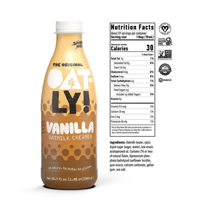 slide 2 of 3, Oatly The Original Vanilla Oatmilk Creamer 29.7 fl oz, 29.70 fl oz