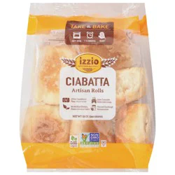 Izzio Artisan Bakery Ciabatta Artisan Rolls 12 oz