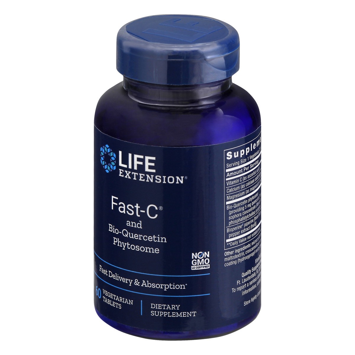 slide 6 of 9, Life Extension Fast-C and Bio-Quercetin Phytosome 60 Vegetarian Tablets, 60 ct