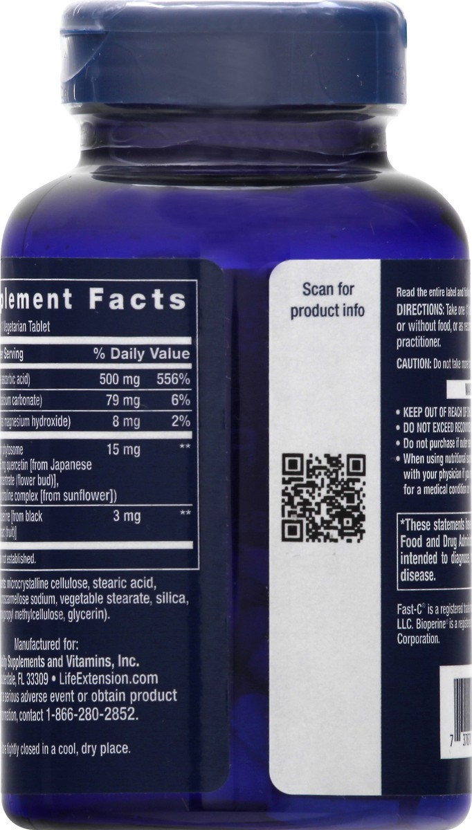 slide 2 of 9, Life Extension Fast-C and Bio-Quercetin Phytosome 60 Vegetarian Tablets, 60 ct