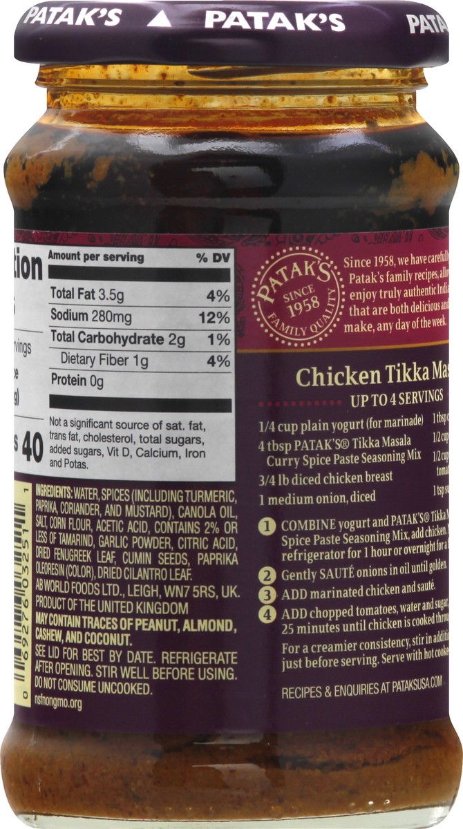 slide 10 of 13, Patak's Medium Tikka Masala Curry Spice Paste 10 oz, 10 oz