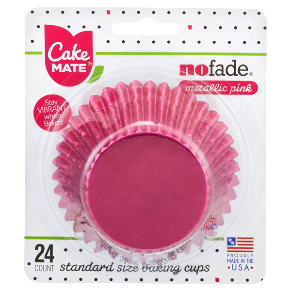 slide 1 of 1, Cake Mate Baking Cups, Metallic Pink, No Fade, Standard Size, 24 ct