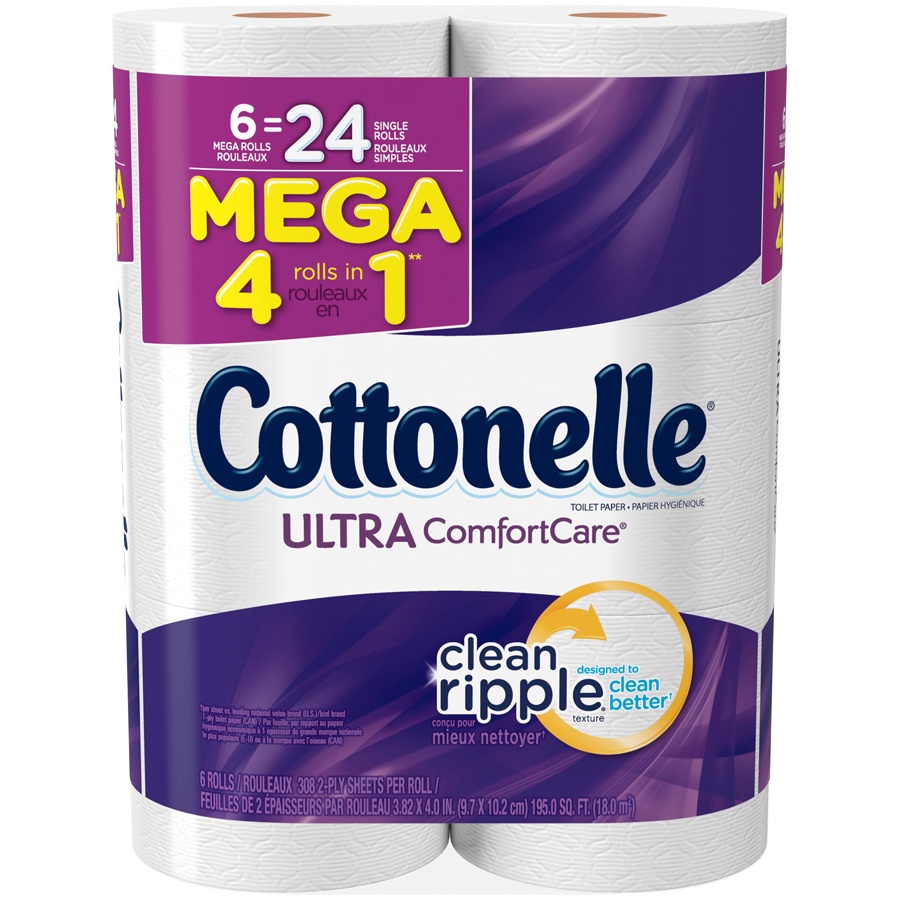 slide 1 of 3, Cottonelle Mega Roll Ultra Comfort Care, 6 ct