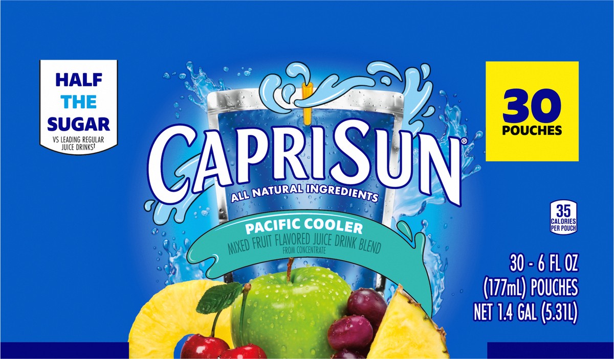 slide 4 of 12, Capri Sun Pacific Cooler Mixed Fruit Flavored Juice Drink Blend Pouches, 180 fl oz