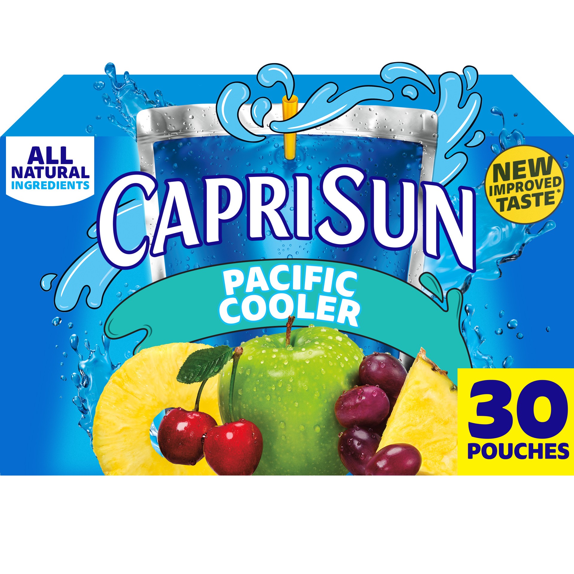 slide 1 of 12, Capri Sun Pacific Cooler Mixed Fruit Flavored Juice Drink Blend, 30 ct Box, 6 fl oz Pouches, 180 fl oz