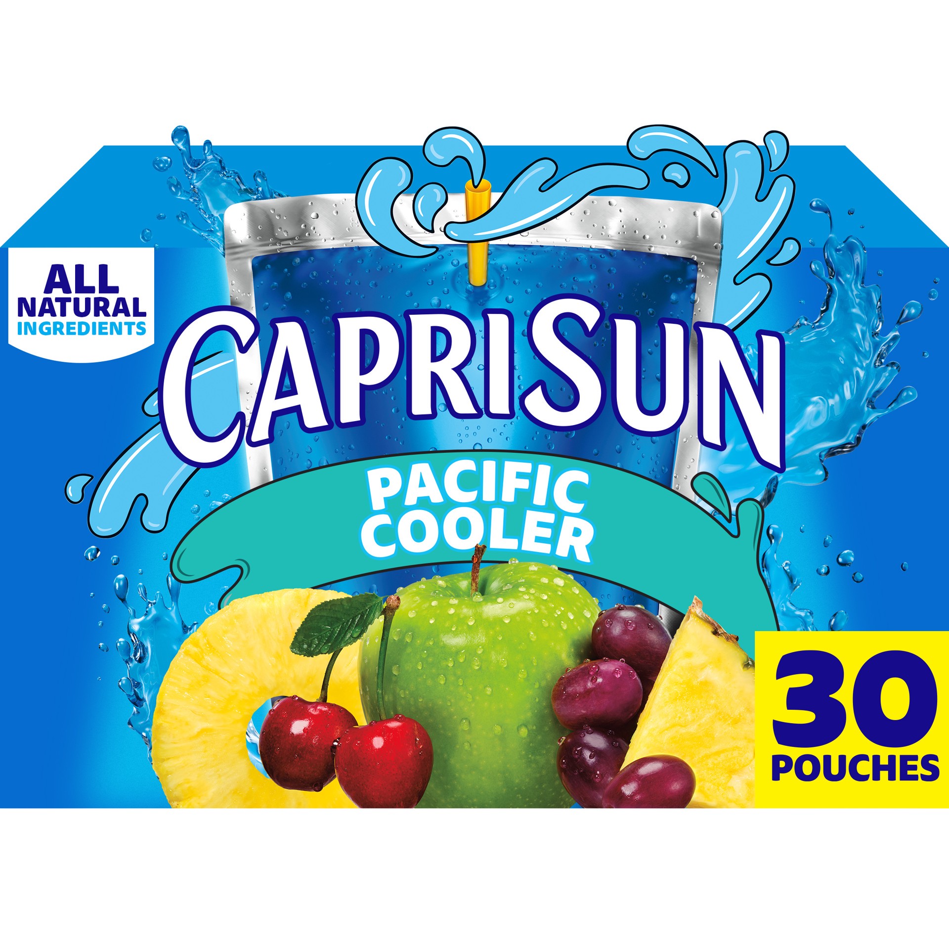 slide 1 of 12, Capri Sun Pacific Cooler Mixed Fruit Flavored Juice Drink Blend, 30 ct Box, 6 fl oz Pouches, 180 fl oz