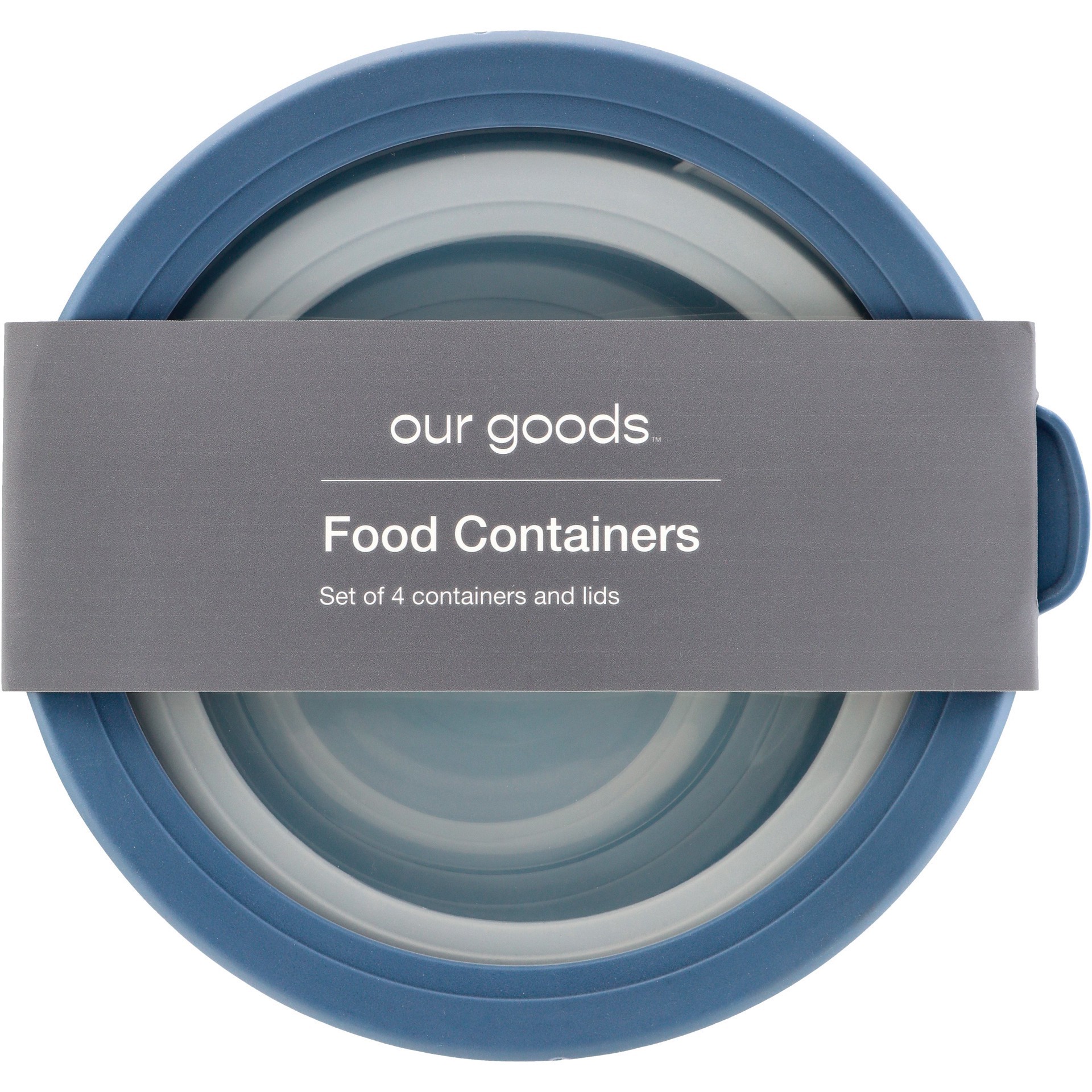 slide 1 of 1, our goods Round Food Containers Set - Blue, 8 ct