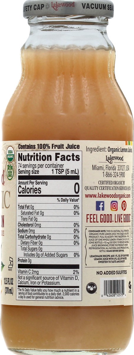 slide 5 of 13, Lakewood Organic Pure Lemon Juice, 12.5 fl oz