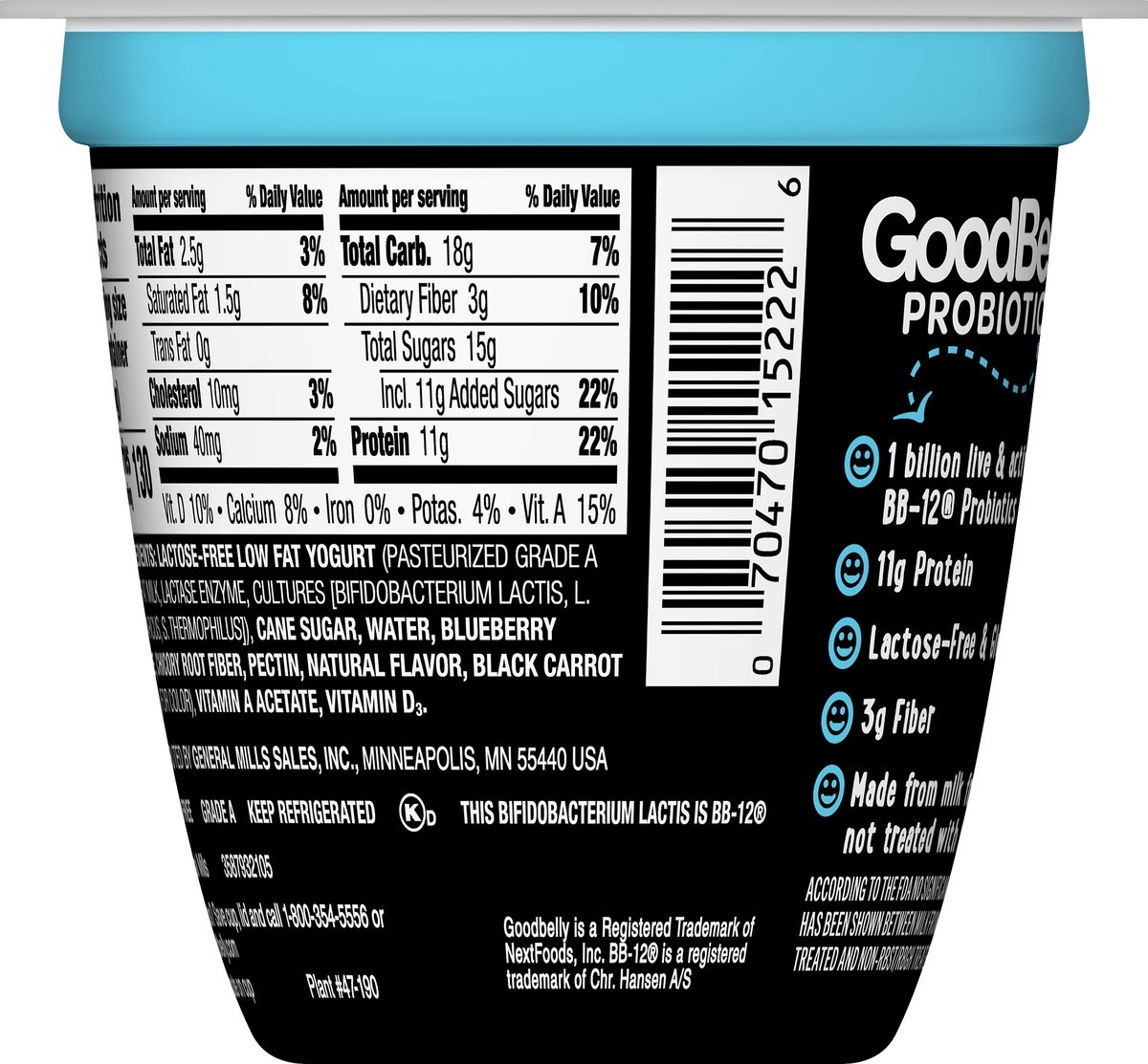 slide 4 of 8, GoodBelly Probiotics Lactose Free Low Fat Wild Blueberry Yogurt 5.3 oz, 5.3 oz