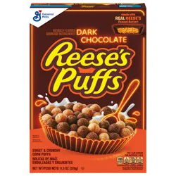 REESE''S PUFFS Dark Chocolate Cereal, with Real REESE''S Peanut Butter, Whole Grain, 11.5 oz