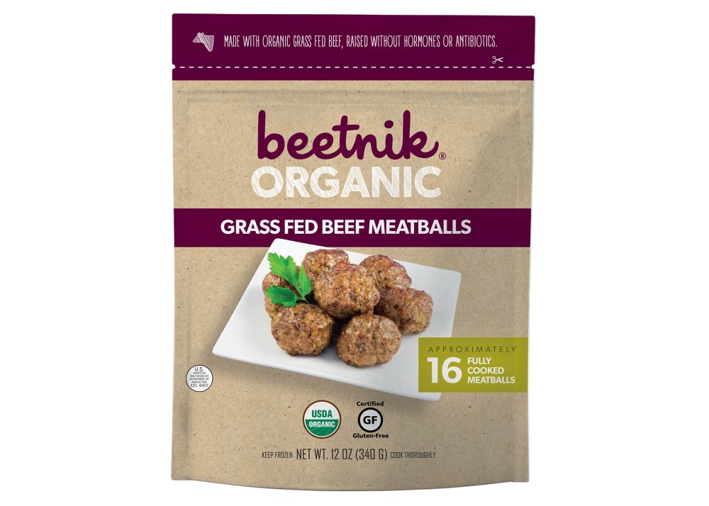 slide 1 of 1, Beetnik Organic Grass Fed Beef Meatballs, 12 oz