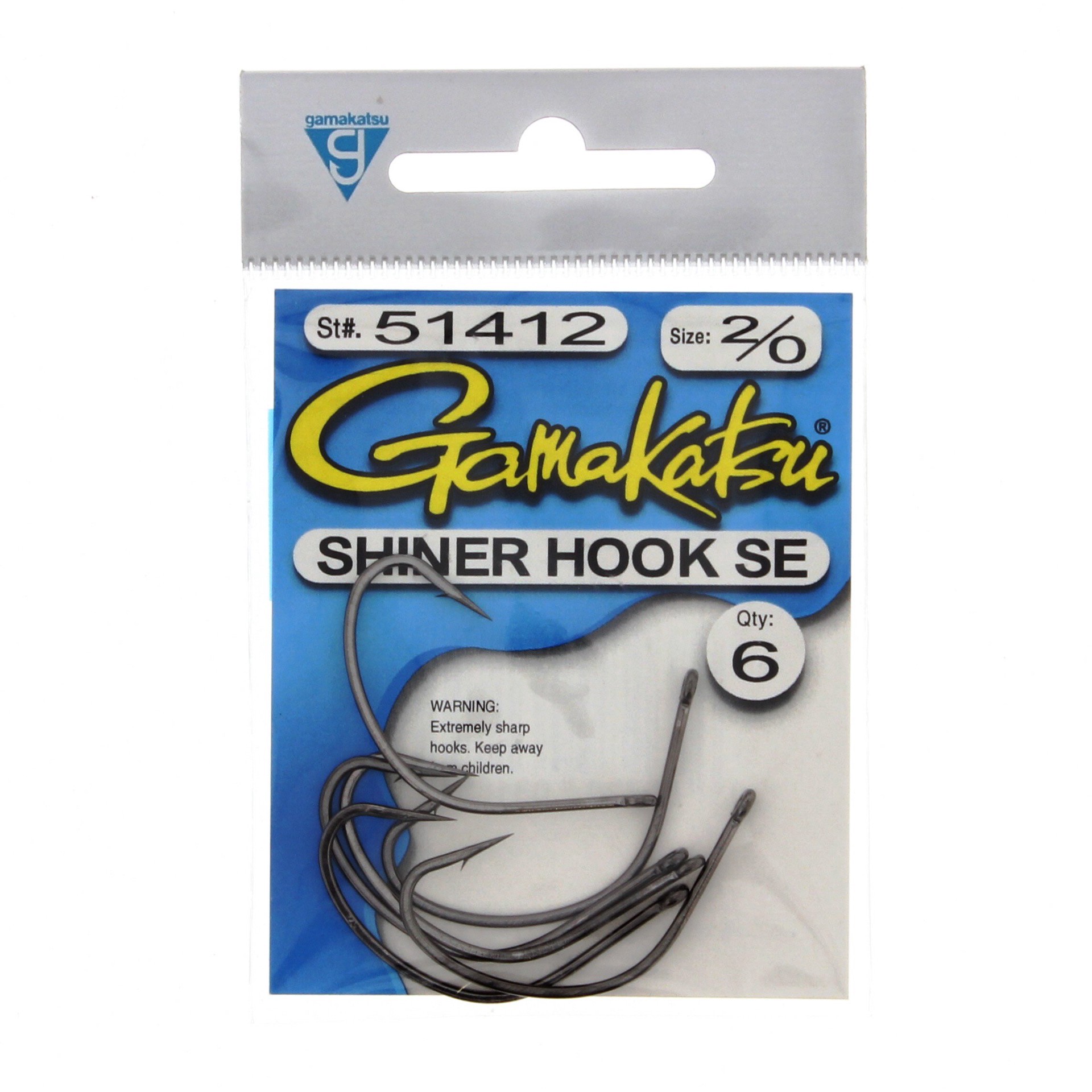 slide 1 of 1, Gamakatsu Shiner Hook, Straght Eye Size 2/0, 6 ct