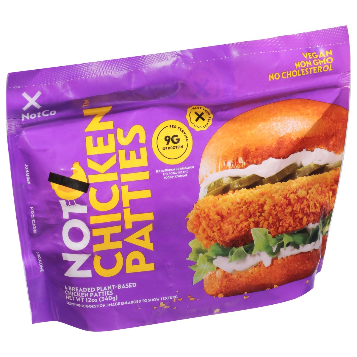 slide 13 of 13, NotCo NotChicken Frozen Plant-Based Breaded Chicken Patties, 4 ct Pouch, 12 oz
