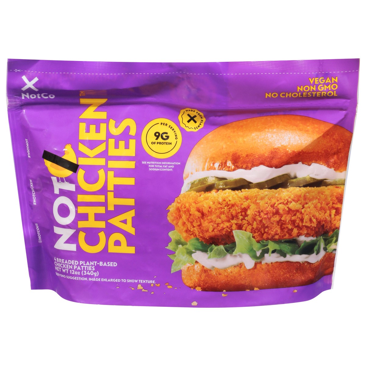 slide 12 of 13, NotCo NotChicken Frozen Plant-Based Breaded Chicken Patties, 4 ct Pouch, 12 oz
