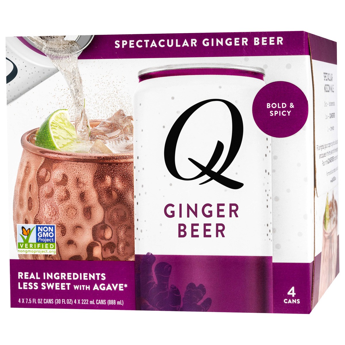 slide 7 of 8, Q Mixers Ginger Beer, Premium Cocktail Mixer Made with Real Ingredients, (Pack of 4) - 4 ct, 4 ct