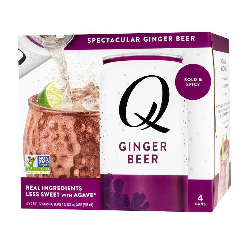slide 1 of 8, Q Mixers Ginger Beer, Premium Cocktail Mixer Made with Real Ingredients, (Pack of 4) - 4 ct, 4 ct
