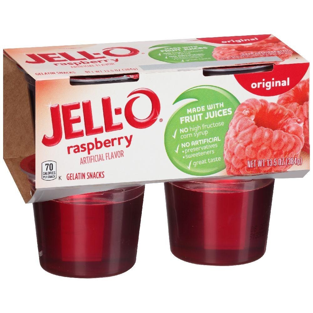 Jell-O Original Raspberry Ready-to-Eat Jello Cups Gelatin Snack Cups 4 ...