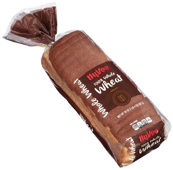 slide 1 of 1, Hy-vee 100% Whole Wheat Bread, 20 oz