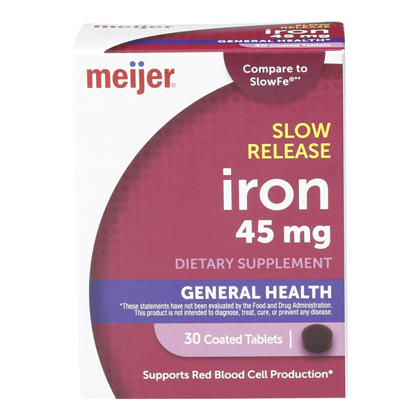 slide 1 of 1, Meijer Slow Release Iron Tablet, 30 ct; 45 mg