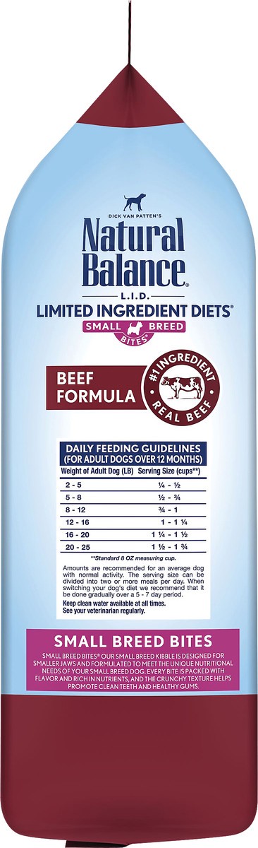 slide 2 of 8, Natural Balance L.I.D. Limited Ingredient Diets Small Breed Bites Grain Free Beef Formula Dog Food 4 lb, 4 lb